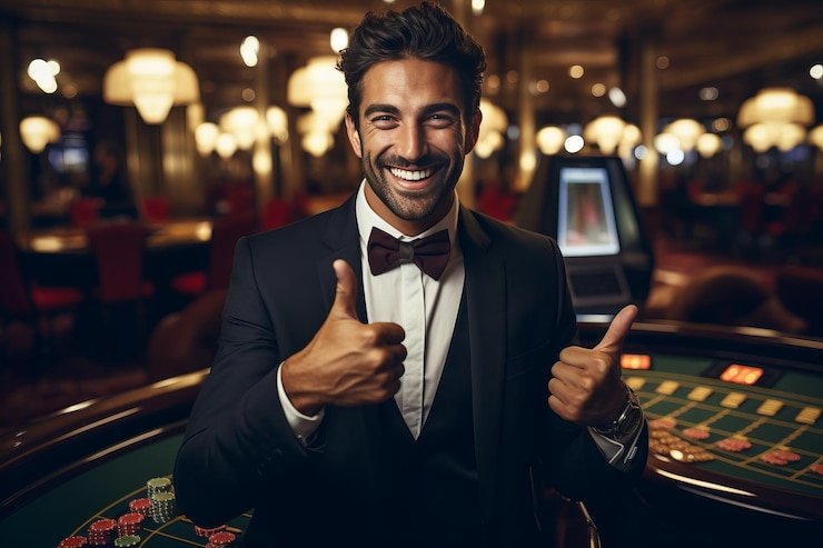 Dealer casting three dice in transparent cage with live broadcast feed